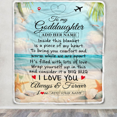 Personalized To My Goddaughter Gifts From Godmother Uncle Blanket Beach I Love You Birthday Gifts Graduation For Goddaughter Christmas Fleece Blanket | siriusteestore