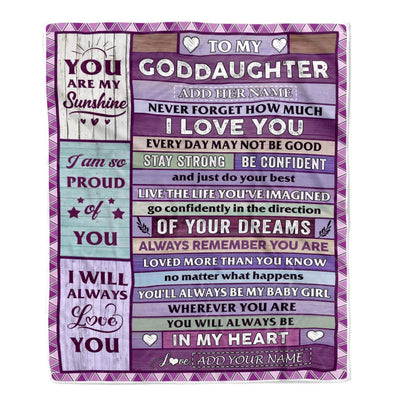 Personalized To My Goddaughter Gifts From Godmother Uncle Blanket Wood Purple Gifts Grown Goddaughter Birthday Gifts Graduation Christmas Fleece Blanket | siriusteestore