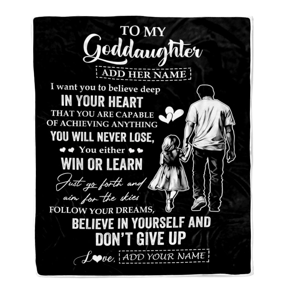 Personalized To My Goddaughter Gifts From Uncle Don't Give Up Uncle Gifts For Goddaughter Birthday Graduation Christmas Customized Fleece Throw Blanket | siriusteestore