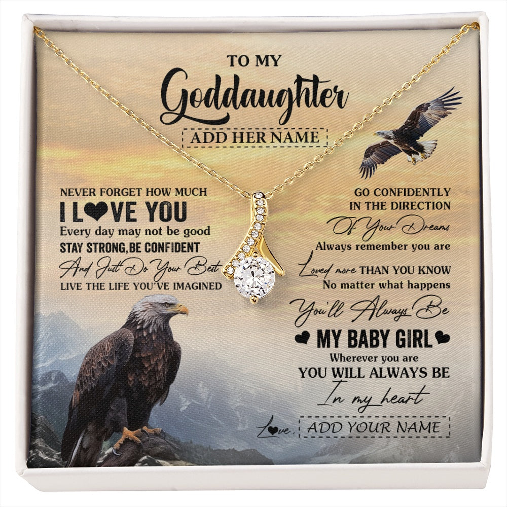 Alluring Beauty Necklace 18K Yellow Gold Finish | 1 | Personalized To My Goddaughter Gifts From Uncle Eagle Never Forget How Much I Love You Goddaughter Birthday Graduation Christmas Custom Gift Box Message Card | siriusteestore.myshopify