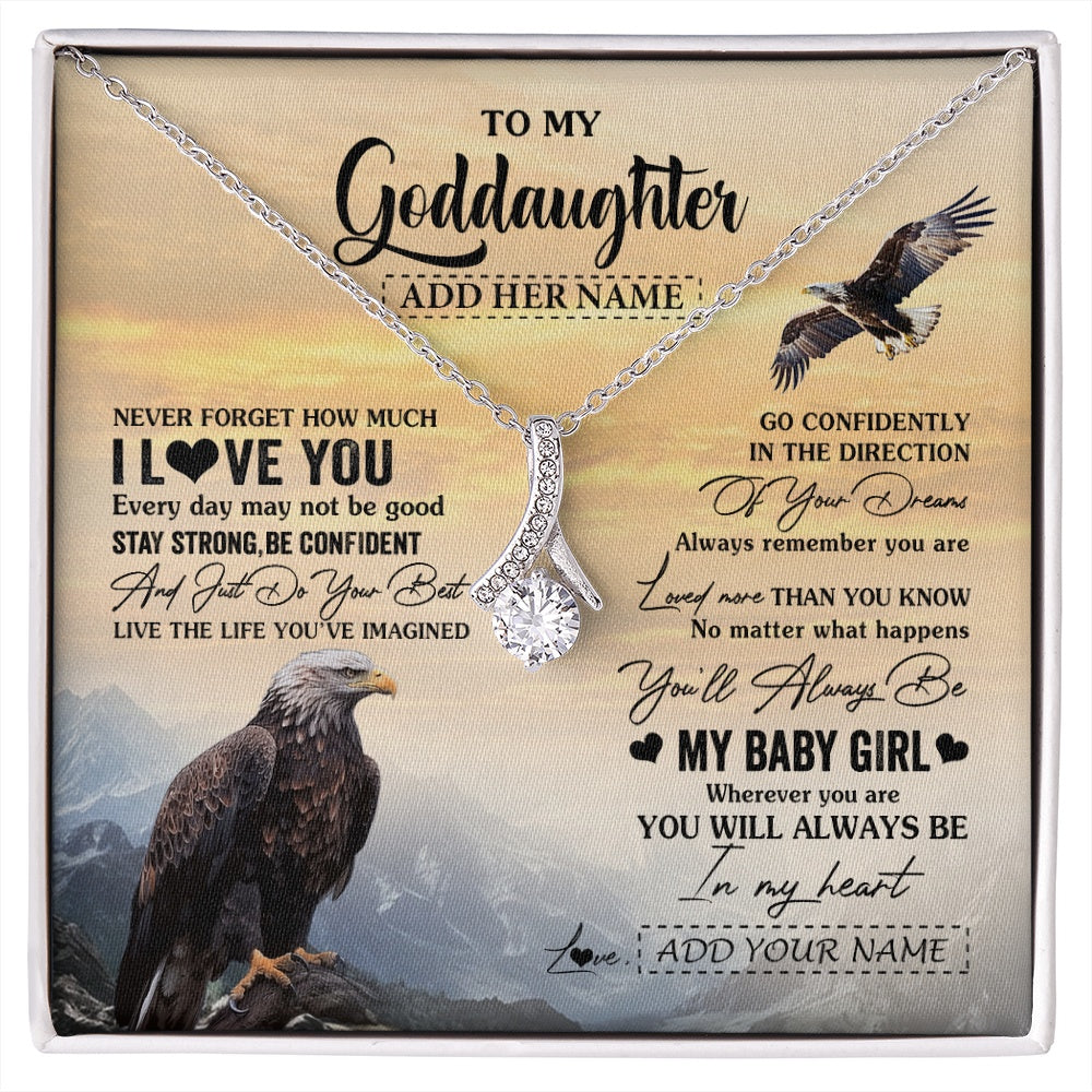 Alluring Beauty Necklace 14K White Gold Finish | 1 | Personalized To My Goddaughter Gifts From Uncle Eagle Never Forget How Much I Love You Goddaughter Birthday Graduation Christmas Custom Gift Box Message Card | siriusteestore.myshopify