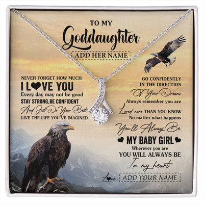 Alluring Beauty Necklace 14K White Gold Finish | 1 | Personalized To My Goddaughter Gifts From Uncle Eagle Never Forget How Much I Love You Goddaughter Birthday Graduation Christmas Custom Gift Box Message Card | siriusteestore.myshopify