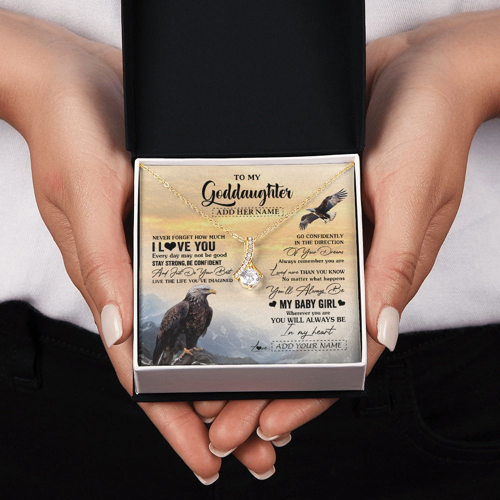 Alluring Beauty Necklace 18K Yellow Gold Finish | 2 | Personalized To My Goddaughter Gifts From Uncle Eagle Never Forget How Much I Love You Goddaughter Birthday Graduation Christmas Custom Gift Box Message Card | siriusteestore.myshopify