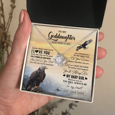 Love Knot Necklace 14K White Gold Finish | 2 | Personalized To My Goddaughter Gifts From Uncle Eagle Never Forget How Much I Love You Goddaughter Birthday Graduation Christmas Custom Gift Box Message Card | siriusteestore.myshopify