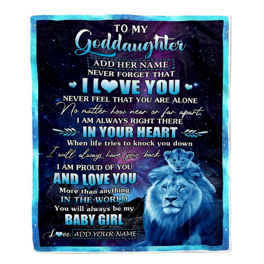 Personalized To My Goddaughter Gifts From Uncle I Love You Lion Birthday Gift Ideas For Goddaughter Graduation Christmas Customized Fleece Throw Blanket | siriusteestore