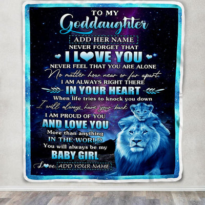 Personalized To My Goddaughter Gifts From Uncle I Love You Lion Birthday Gift Ideas For Goddaughter Graduation Christmas Customized Fleece Throw Blanket | siriusteestore