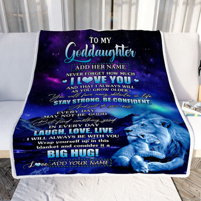 Personalized To My Goddaughter Gifts From Uncle Laught Love Live Lion Great Goddaughter Birthday Gifts Graduation Christmas Customized Fleece Throw Blanket | siriusteestore