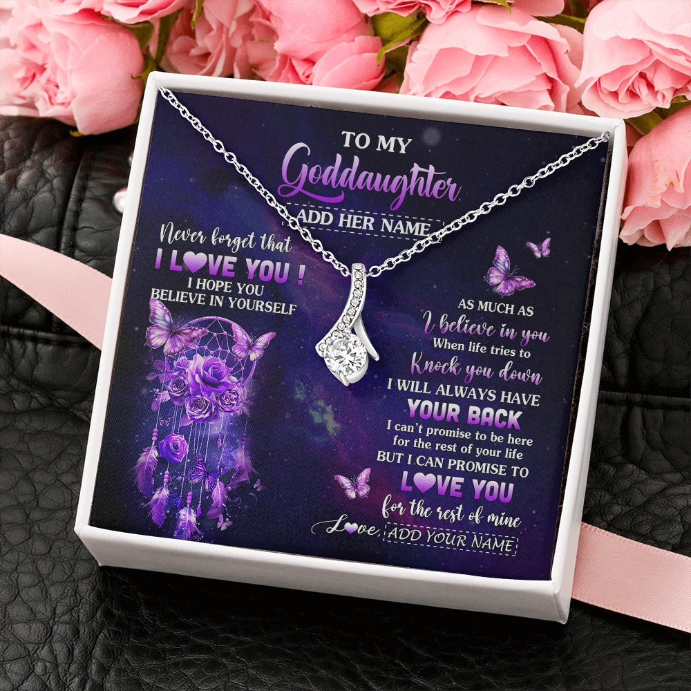 Alluring Beauty Necklace 14K White Gold Finish | 2 | Personalized To My Goddaughter Gifts Necklace From Aunt Floral Butterfly Love You Goddaughter Birthday Gifts Graduation Christmas Custom Gift Box Message Card | https://siriusteestore.
