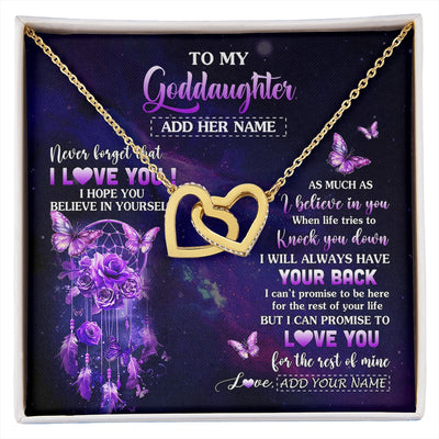 Interlocking Hearts Necklace 18K Yellow Gold Finish | 1 | Personalized To My Goddaughter Gifts Necklace From Aunt Floral Butterfly Love You Goddaughter Birthday Gifts Graduation Christmas Custom Gift Box Message Card | https://siriusteestore.