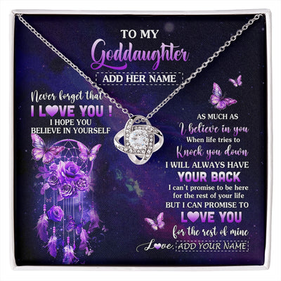 Love Knot Necklace 14K White Gold Finish | 1 | Personalized To My Goddaughter Gifts Necklace From Aunt Floral Butterfly Love You Goddaughter Birthday Gifts Graduation Christmas Custom Gift Box Message Card | https://siriusteestore.