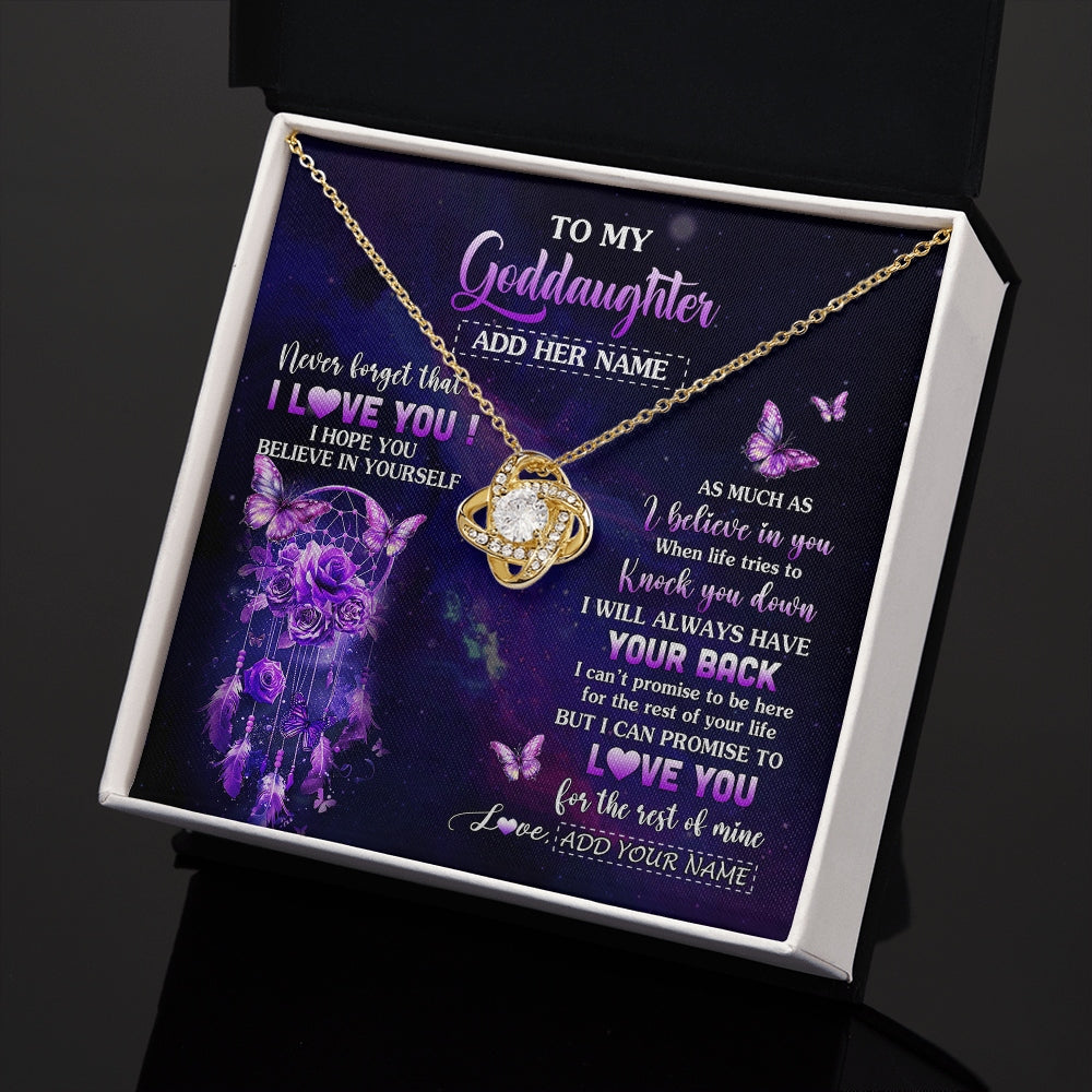 Love Knot Necklace 18K Yellow Gold Finish | 2 | Personalized To My Goddaughter Gifts Necklace From Aunt Floral Butterfly Love You Goddaughter Birthday Gifts Graduation Christmas Custom Gift Box Message Card | https://siriusteestore.