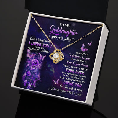 Love Knot Necklace 18K Yellow Gold Finish | 2 | Personalized To My Goddaughter Gifts Necklace From Aunt Floral Butterfly Love You Goddaughter Birthday Gifts Graduation Christmas Custom Gift Box Message Card | https://siriusteestore.