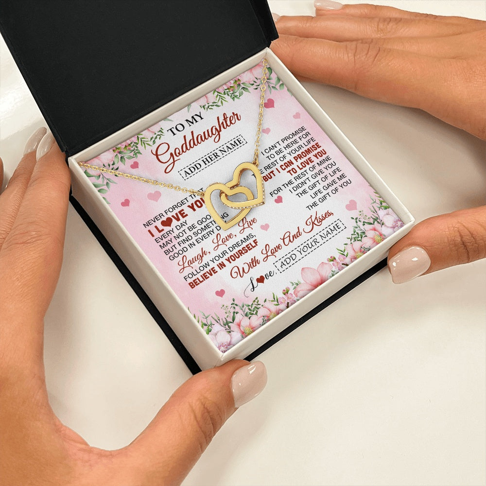 Interlocking Hearts Necklace 18K Yellow Gold Finish | 2 | Personalized To My Goddaughter Gifts Necklace From Aunt Floral I Love You Birthday Gifts For Goddaughter Graduation Christmas Customized Gift Box Message Card | https://siriusteestore.