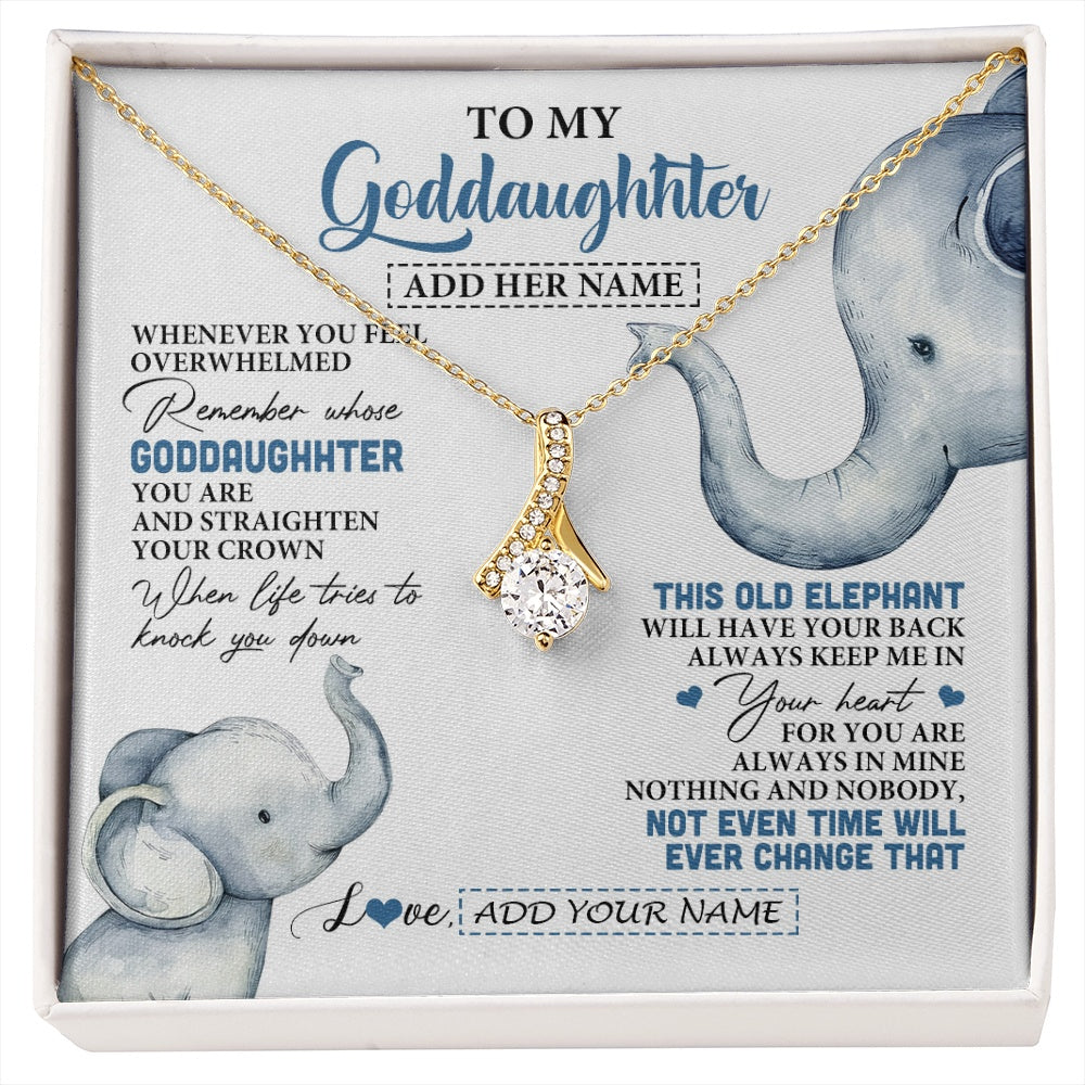 Alluring Beauty Necklace 18K Yellow Gold Finish | 1 | Personalized To My Goddaughter Gifts Necklace From Aunt Whenever Elephant Unique Birthday Gifts For Goddaughter Graduation Christmas Gift Box Message Card | siriusteestore.myshopify