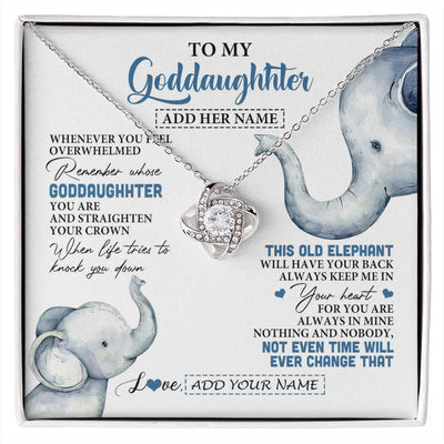 Love Knot Necklace 14K White Gold Finish | 1 | Personalized To My Goddaughter Gifts Necklace From Aunt Whenever Elephant Unique Birthday Gifts For Goddaughter Graduation Christmas Gift Box Message Card | siriusteestore.myshopify