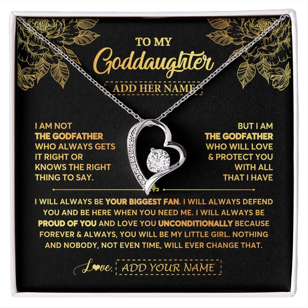 Forever Love Necklace 14K White Gold Finish | 1 | Personalized To My Goddaughter Gifts Necklace From Godfather Meaningful Family Jewelry Birthday Gifts For Goddaughter Christmas Custom Gift Box Message Card | https://siriusteestore.