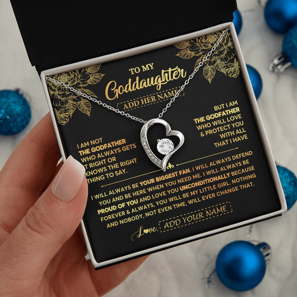 Forever Love Necklace 14K White Gold Finish | 2 | Personalized To My Goddaughter Gifts Necklace From Godfather Meaningful Family Jewelry Birthday Gifts For Goddaughter Christmas Custom Gift Box Message Card | https://siriusteestore.