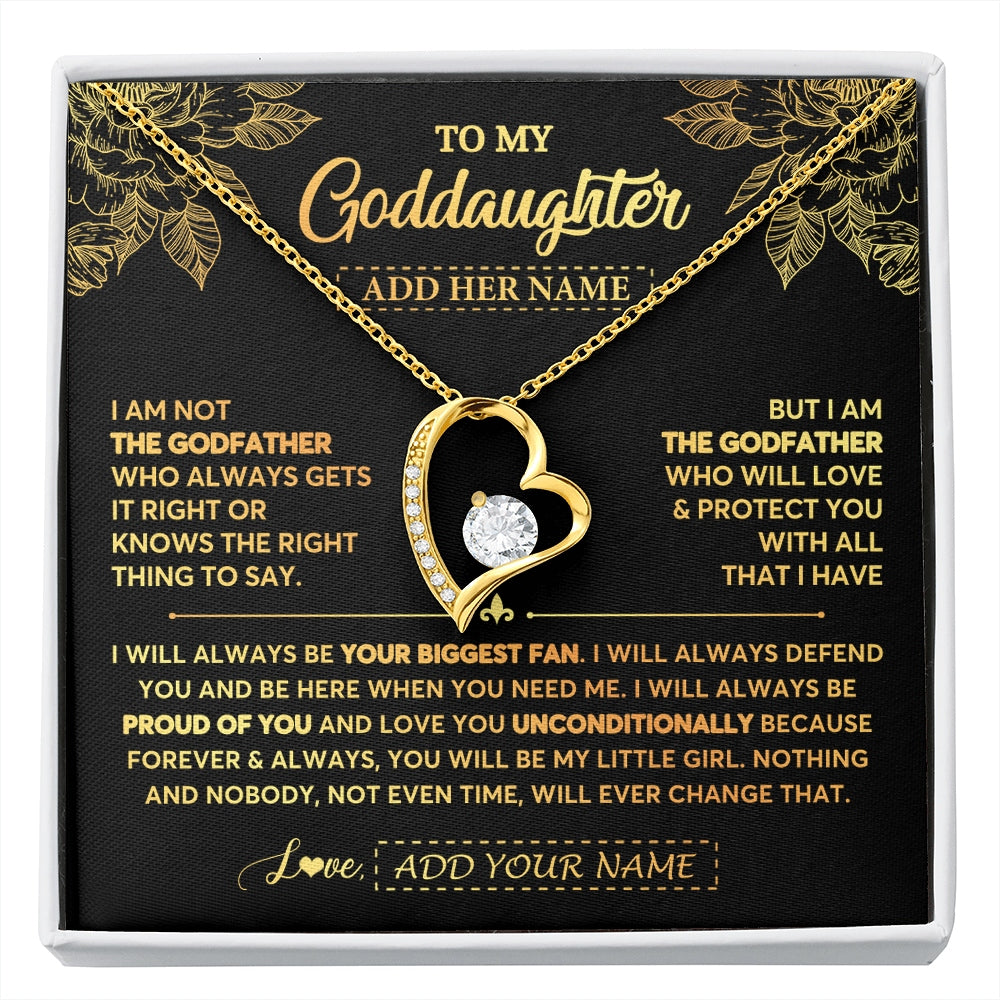 Forever Love Necklace 18K Yellow Gold Finish | 1 | Personalized To My Goddaughter Gifts Necklace From Godfather Meaningful Family Jewelry Birthday Gifts For Goddaughter Christmas Custom Gift Box Message Card | https://siriusteestore.