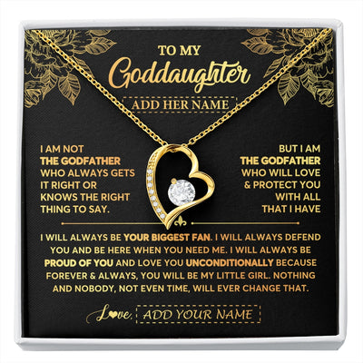 Forever Love Necklace 18K Yellow Gold Finish | 1 | Personalized To My Goddaughter Gifts Necklace From Godfather Meaningful Family Jewelry Birthday Gifts For Goddaughter Christmas Custom Gift Box Message Card | https://siriusteestore.