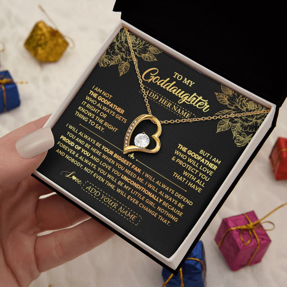 Forever Love Necklace 18K Yellow Gold Finish | 2 | Personalized To My Goddaughter Gifts Necklace From Godfather Meaningful Family Jewelry Birthday Gifts For Goddaughter Christmas Custom Gift Box Message Card | https://siriusteestore.