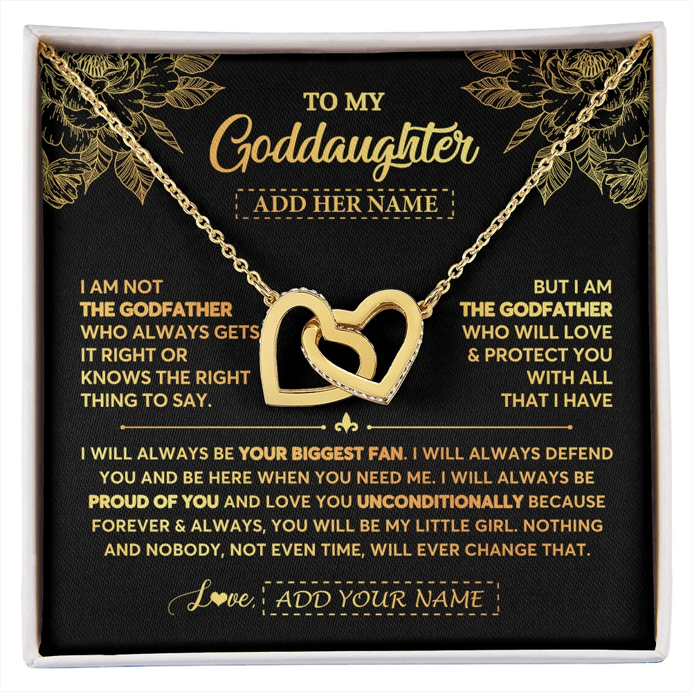 Interlocking Hearts Necklace 18K Yellow Gold Finish | 1 | Personalized To My Goddaughter Gifts Necklace From Godfather Meaningful Family Jewelry Birthday Gifts For Goddaughter Christmas Custom Gift Box Message Card | https://siriusteestore.