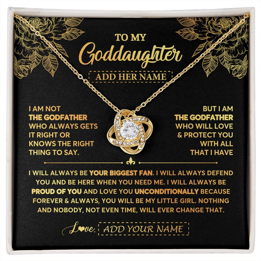Love Knot Necklace 18K Yellow Gold Finish | 1 | Personalized To My Goddaughter Gifts Necklace From Godfather Meaningful Family Jewelry Birthday Gifts For Goddaughter Christmas Custom Gift Box Message Card | https://siriusteestore.