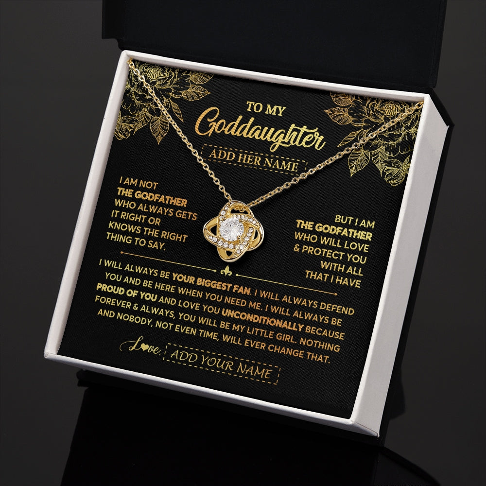Love Knot Necklace 18K Yellow Gold Finish | 2 | Personalized To My Goddaughter Gifts Necklace From Godfather Meaningful Family Jewelry Birthday Gifts For Goddaughter Christmas Custom Gift Box Message Card | https://siriusteestore.