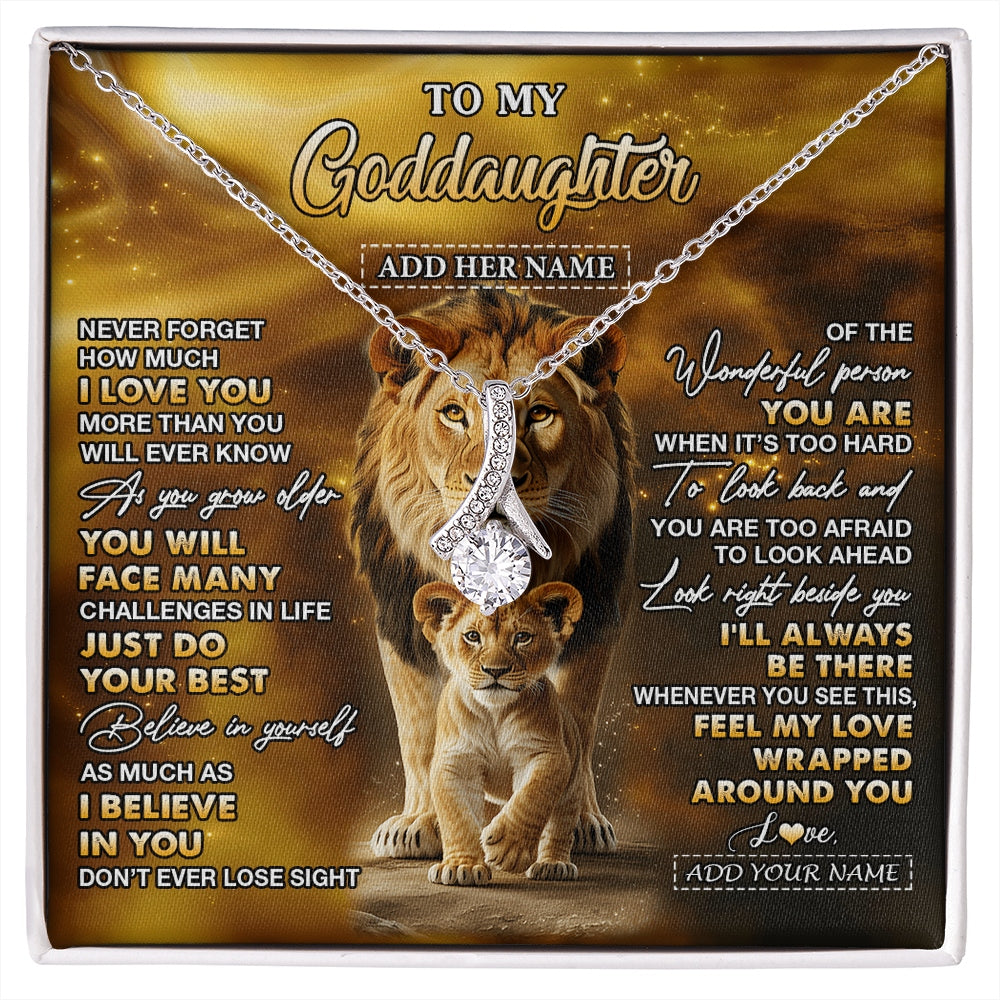 Alluring Beauty Necklace 14K White Gold Finish | 1 | Personalized To My Goddaughter Gifts Necklace From Godfather Never Forget How Much I Love You Lion Goddaughter Birthday Gifts Christmas Gift Box Message Card | https://siriusteestore.