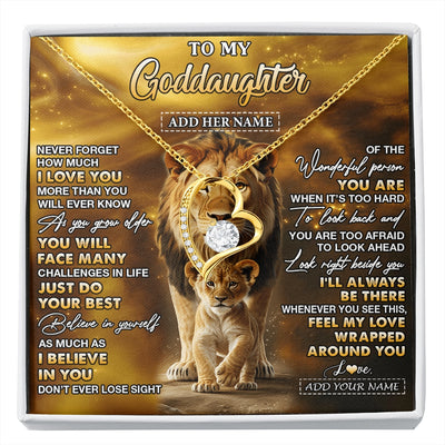 Forever Love Necklace 18K Yellow Gold Finish | 1 | Personalized To My Goddaughter Gifts Necklace From Godfather Never Forget How Much I Love You Lion Goddaughter Birthday Gifts Christmas Gift Box Message Card | https://siriusteestore.