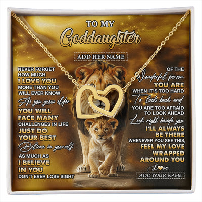 Interlocking Hearts Necklace 18K Yellow Gold Finish | 1 | Personalized To My Goddaughter Gifts Necklace From Godfather Never Forget How Much I Love You Lion Goddaughter Birthday Gifts Christmas Gift Box Message Card | https://siriusteestore.