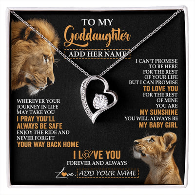 Forever Love Necklace 14K White Gold Finish | 1 | Personalized To My Goddaughter Gifts Necklace From Godfather Wherever Your Journey In Life Lion Goddaughter Birthday Gifts Christmas Gift Box Message Card | https://siriusteestore.