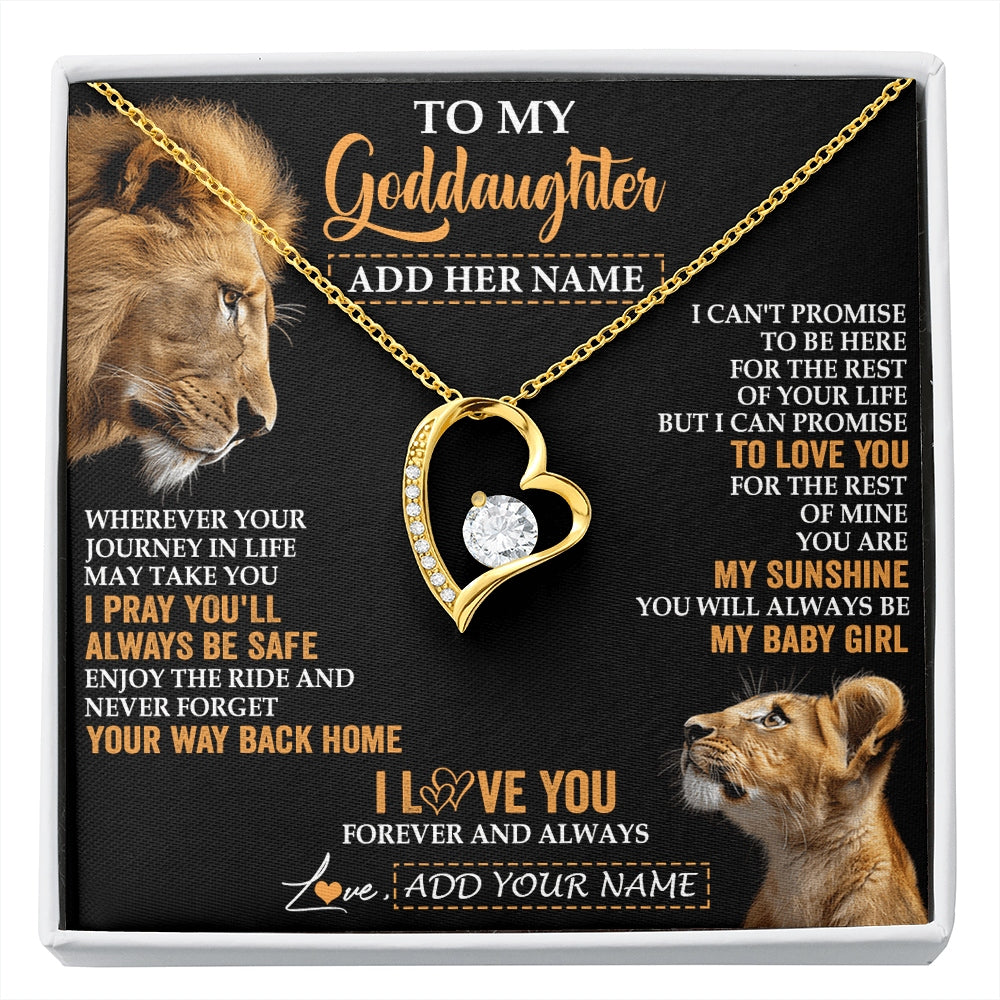 Forever Love Necklace 18K Yellow Gold Finish | 1 | Personalized To My Goddaughter Gifts Necklace From Godfather Wherever Your Journey In Life Lion Goddaughter Birthday Gifts Christmas Gift Box Message Card | https://siriusteestore.