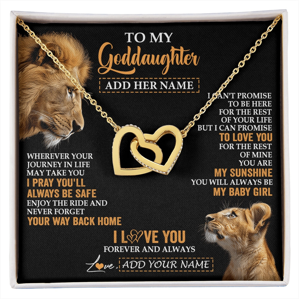 Interlocking Hearts Necklace 18K Yellow Gold Finish | 1 | Personalized To My Goddaughter Gifts Necklace From Godfather Wherever Your Journey In Life Lion Goddaughter Birthday Gifts Christmas Gift Box Message Card | https://siriusteestore.