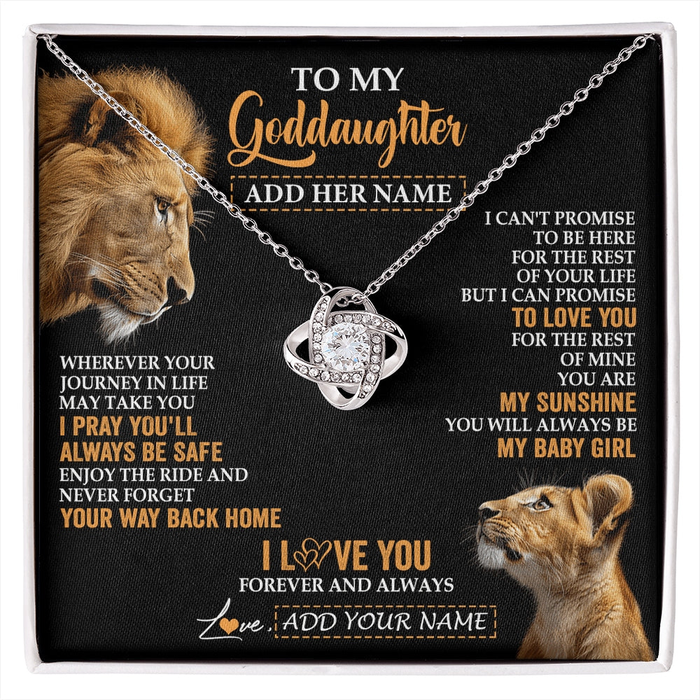 Love Knot Necklace 14K White Gold Finish | 1 | Personalized To My Goddaughter Gifts Necklace From Godfather Wherever Your Journey In Life Lion Goddaughter Birthday Gifts Christmas Gift Box Message Card | https://siriusteestore.