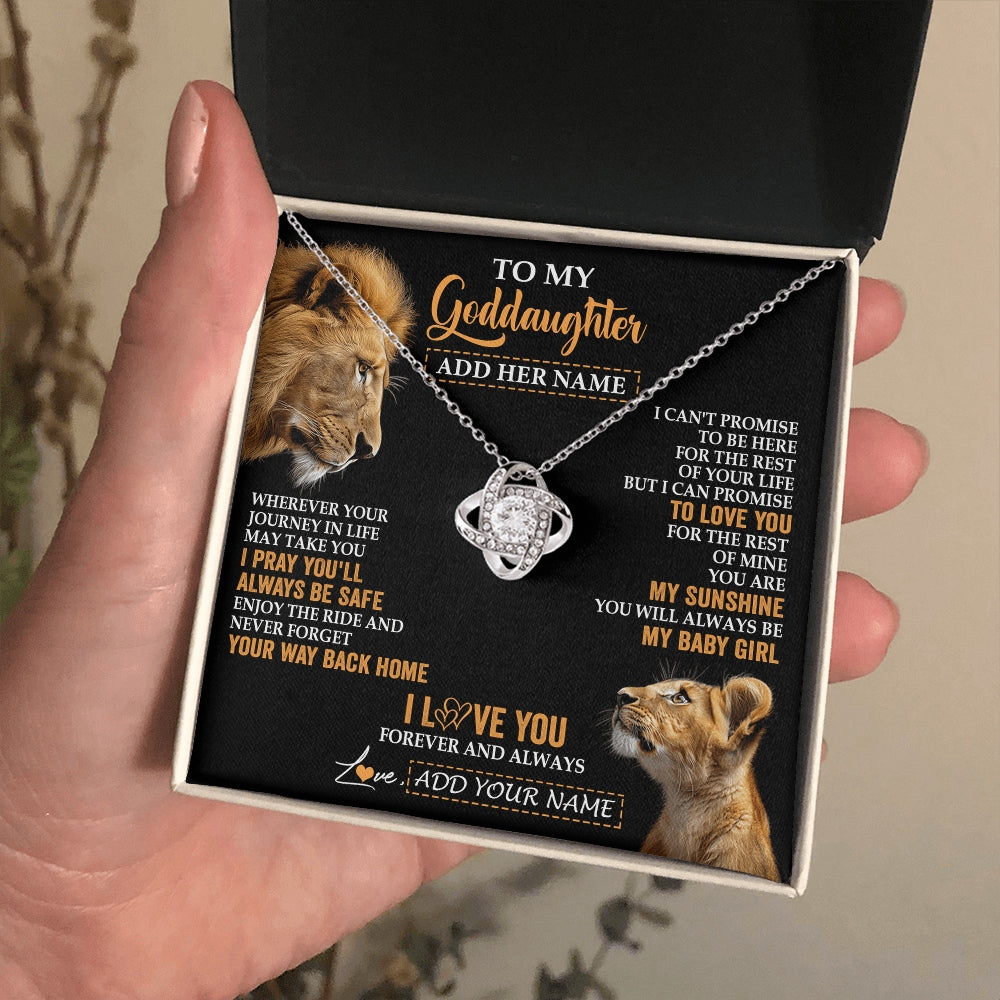 Love Knot Necklace 14K White Gold Finish | 2 | Personalized To My Goddaughter Gifts Necklace From Godfather Wherever Your Journey In Life Lion Goddaughter Birthday Gifts Christmas Gift Box Message Card | https://siriusteestore.