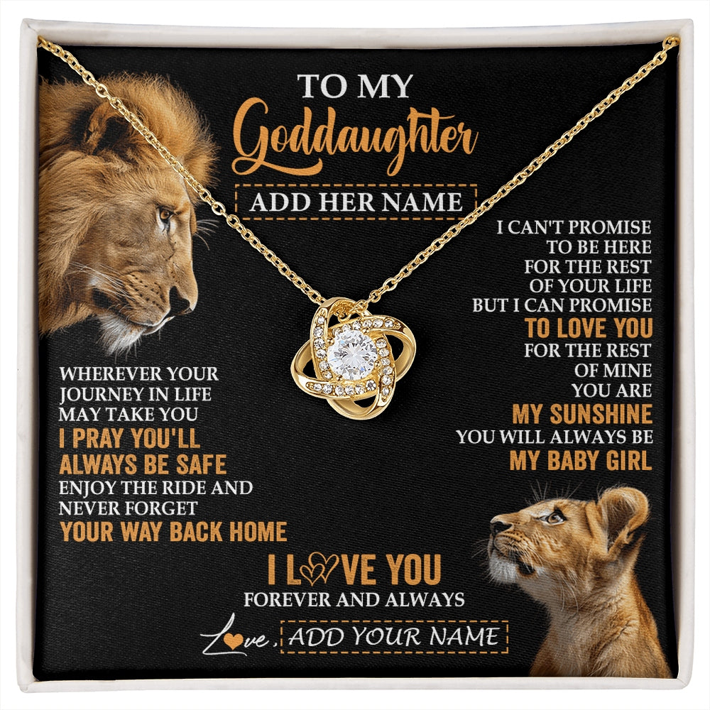 Love Knot Necklace 18K Yellow Gold Finish | 1 | Personalized To My Goddaughter Gifts Necklace From Godfather Wherever Your Journey In Life Lion Goddaughter Birthday Gifts Christmas Gift Box Message Card | https://siriusteestore.