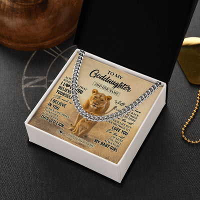 Cuban Link Chain Necklace Stainless Steel | 2 | Personalized To My Goddaughter Gifts Necklace From Godmother Aunt Always Remember Lion Gifts For Goddaughter Birthday Christmas Custom Gift Box Message Card | https://siriusteestore.