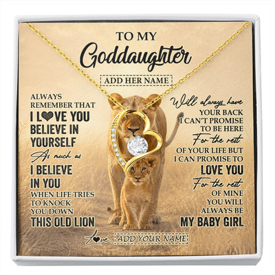 Forever Love Necklace 18K Yellow Gold Finish | 1 | Personalized To My Goddaughter Gifts Necklace From Godmother Aunt Always Remember Lion Gifts For Goddaughter Birthday Christmas Custom Gift Box Message Card | https://siriusteestore.