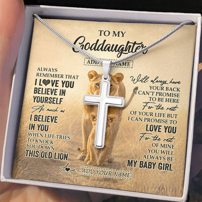 Stainless Cross Necklace Stainless Steel | 2 | Personalized To My Goddaughter Gifts Necklace From Godmother Aunt Always Remember Lion Gifts For Goddaughter Birthday Christmas Custom Gift Box Message Card | https://siriusteestore.