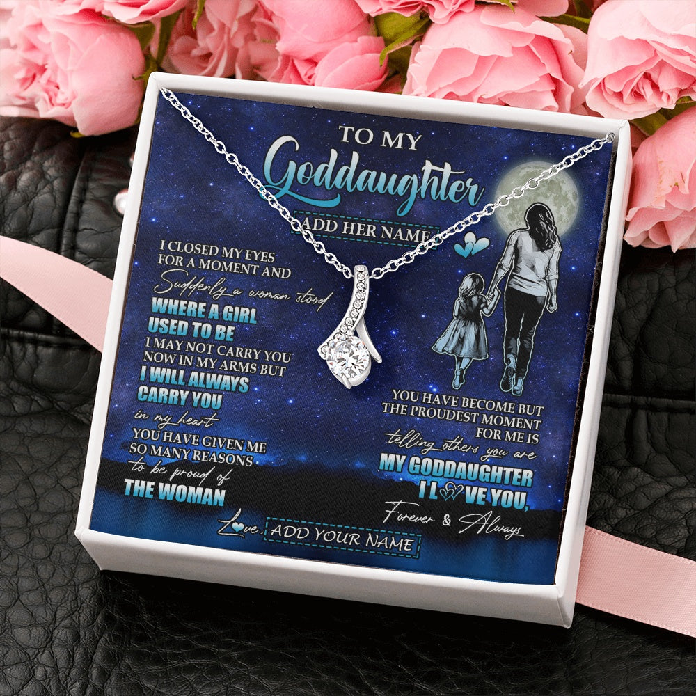 Alluring Beauty Necklace 14K White Gold Finish | 2 | Personalized To My Goddaughter Gifts Necklace From Godmother Aunt I Closed My Eyes For A Moment Goddaughter Birthday Graduation Christmas Gift Box Message Card | siriusteestore.myshopify