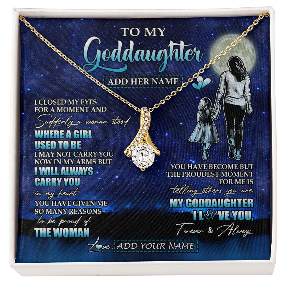 Alluring Beauty Necklace 18K Yellow Gold Finish | 1 | Personalized To My Goddaughter Gifts Necklace From Godmother Aunt I Closed My Eyes For A Moment Goddaughter Birthday Graduation Christmas Gift Box Message Card | siriusteestore.myshopify