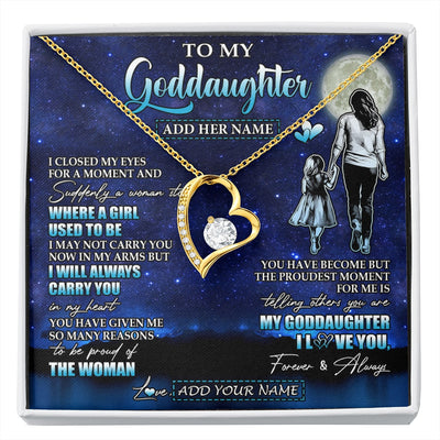 Forever Love Necklace 18K Yellow Gold Finish | 1 | Personalized To My Goddaughter Gifts Necklace From Godmother Aunt I Closed My Eyes For A Moment Goddaughter Birthday Graduation Christmas Gift Box Message Card | siriusteestore.myshopify
