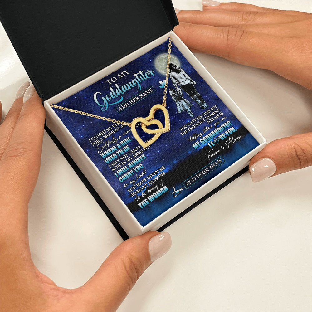 Interlocking Hearts Necklace 18K Yellow Gold Finish | 2 | Personalized To My Goddaughter Gifts Necklace From Godmother Aunt I Closed My Eyes For A Moment Goddaughter Birthday Graduation Christmas Gift Box Message Card | siriusteestore.myshopify