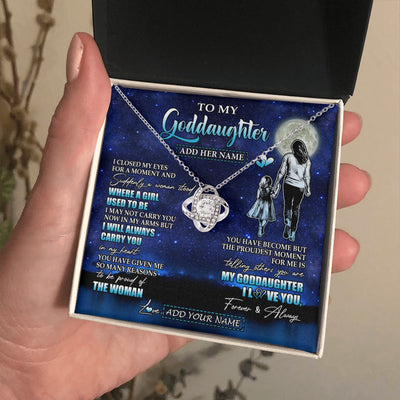 Love Knot Necklace 14K White Gold Finish | 2 | Personalized To My Goddaughter Gifts Necklace From Godmother Aunt I Closed My Eyes For A Moment Goddaughter Birthday Graduation Christmas Gift Box Message Card | siriusteestore.myshopify