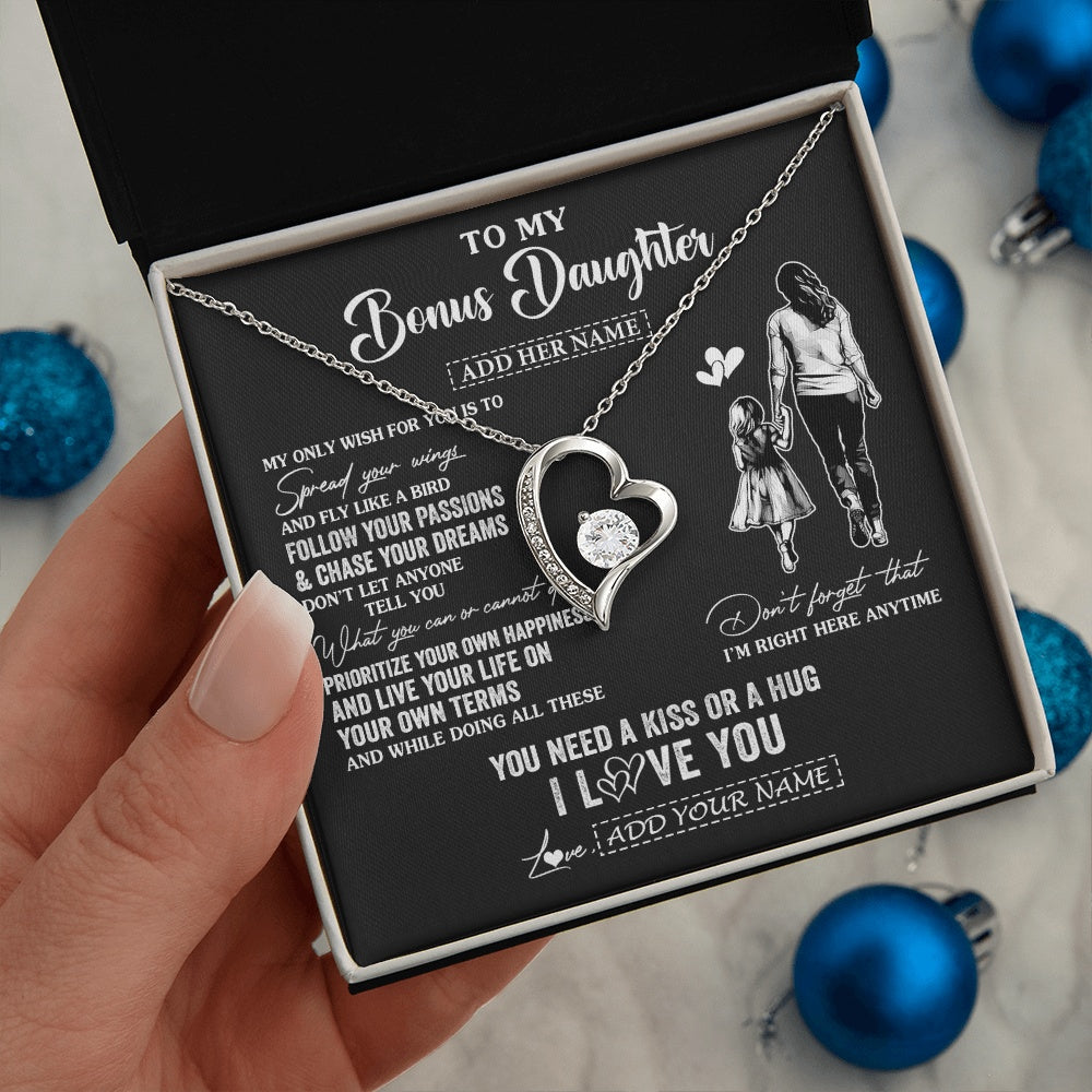 Forever Love Necklace 14K White Gold Finish | 2 | Personalized To My Goddaughter Gifts Necklace From Godmother Aunt My Only Wish For You Goddaughter Birthday Gifts Graduation Christmas Gift Box Message Card | siriusteestore.myshopify