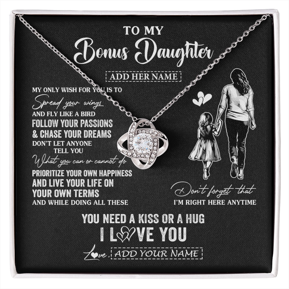 Love Knot Necklace 14K White Gold Finish | 1 | Personalized To My Goddaughter Gifts Necklace From Godmother Aunt My Only Wish For You Goddaughter Birthday Gifts Graduation Christmas Gift Box Message Card | siriusteestore.myshopify