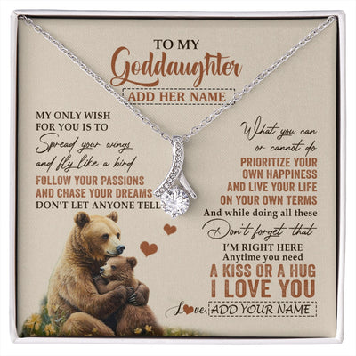 Alluring Beauty Necklace 14K White Gold Finish | 1 | Personalized To My Goddaughter Gifts Necklace From Godmother Bear My Only Wish For You Goddaughter Birthday Gifts Graduation Christmas Gift Box Message Card | siriusteestore.myshopify