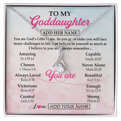 Alluring Beauty Necklace 14K White Gold Finish | 1 | Personalized To My Goddaughter Gifts Necklace From Godmother Christian Religious Jewelry Gifts For Goddaughter Birthday Christmas Custom Gift Box Message Card | https://siriusteestore.
