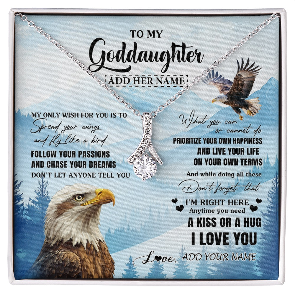 Alluring Beauty Necklace 14K White Gold Finish | 1 | Personalized To My Goddaughter Gifts Necklace From Godmother Eagle My Only Wish For You Goddaughter Birthday Gifts Graduation Christmas Gift Box Message Card | siriusteestore.myshopify