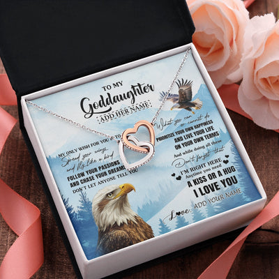 Interlocking Hearts Necklace Stainless Steel & Rose Gold Finish | 2 | Personalized To My Goddaughter Gifts Necklace From Godmother Eagle My Only Wish For You Goddaughter Birthday Gifts Graduation Christmas Gift Box Message Card | siriusteestore.myshopify